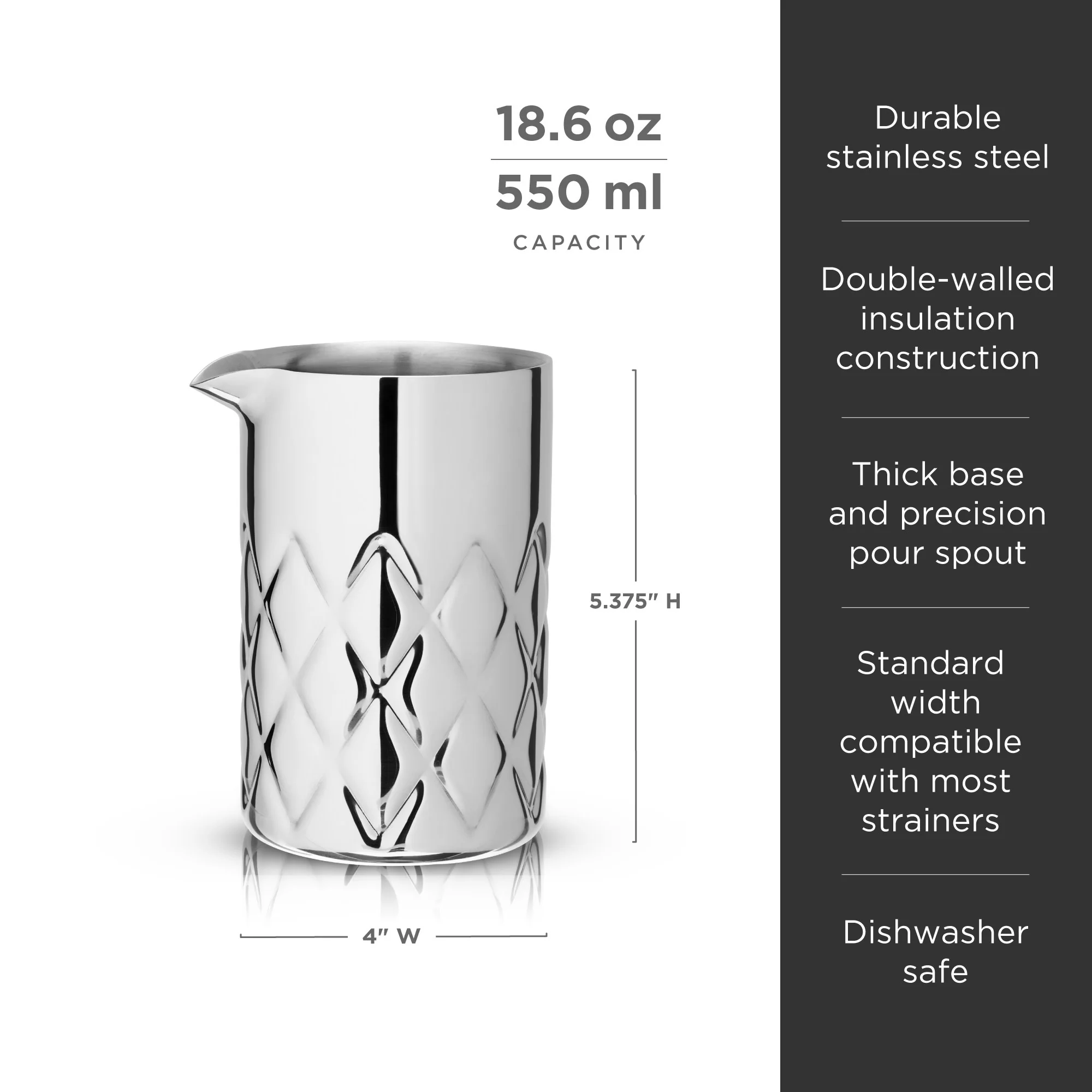 Admiral Stainless Steel Double-Walled Mixing Glass - Image 6