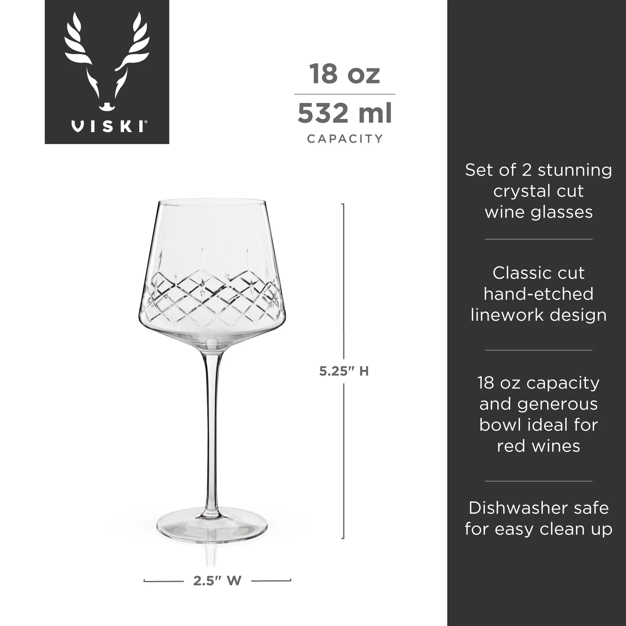 Admiral Crystal Burgundy Wine Glasses, Set of 2 - Image 6