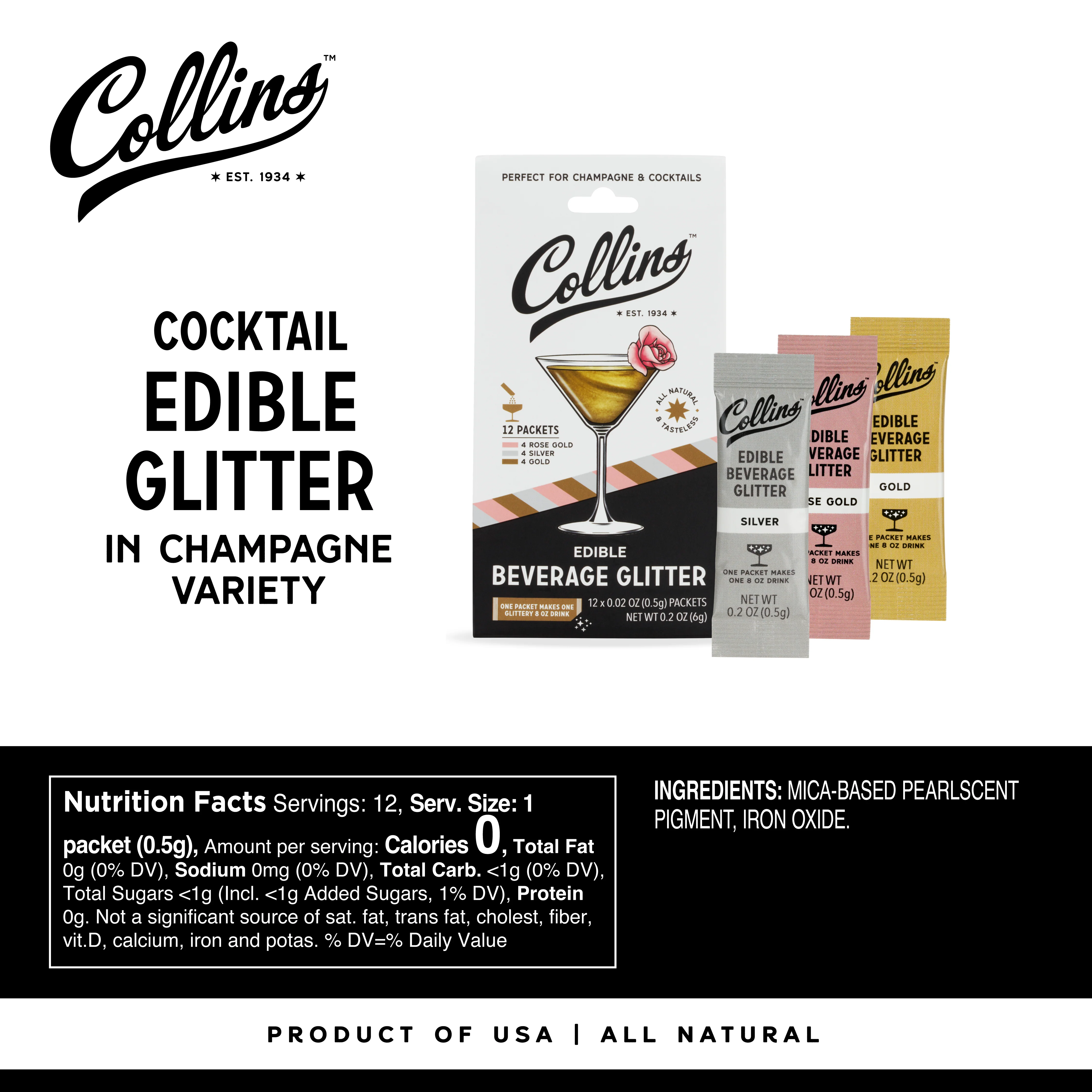 Cocktail Edible Glitter in Champagne Variety, 0.2 oz - Image 5