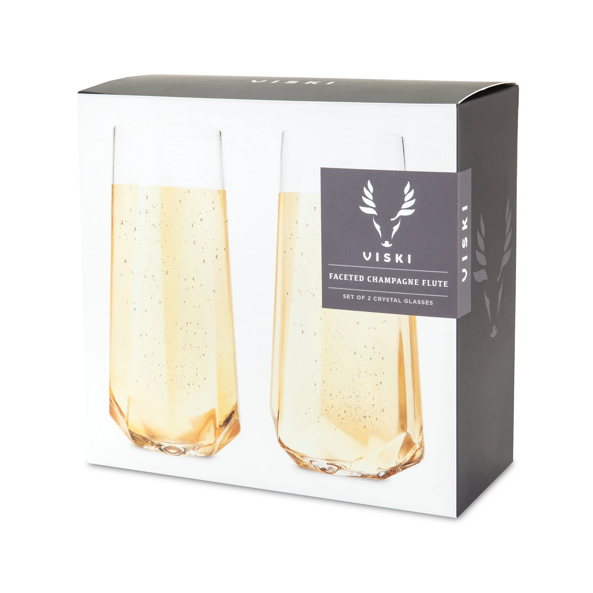 Seneca Faceted Crystal Stemless Champagne Flutes Set of 2 - Image 7