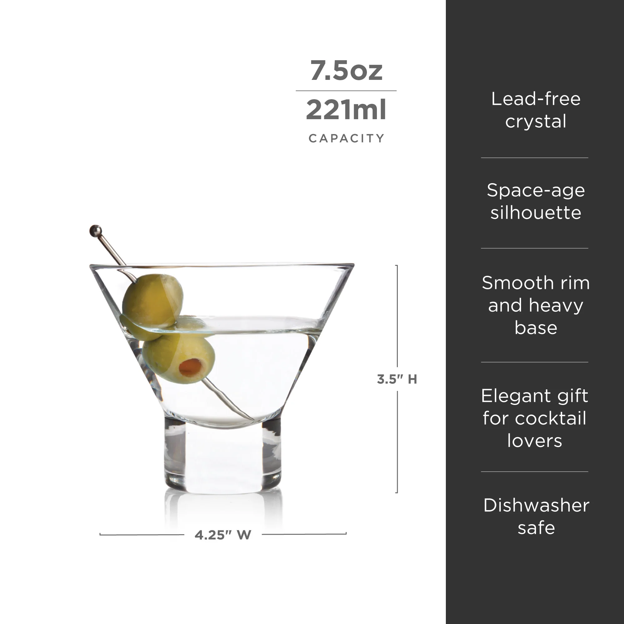 Raye Heavy Base Crystal Stemless Martini Glasses Set of 2 - Image 6