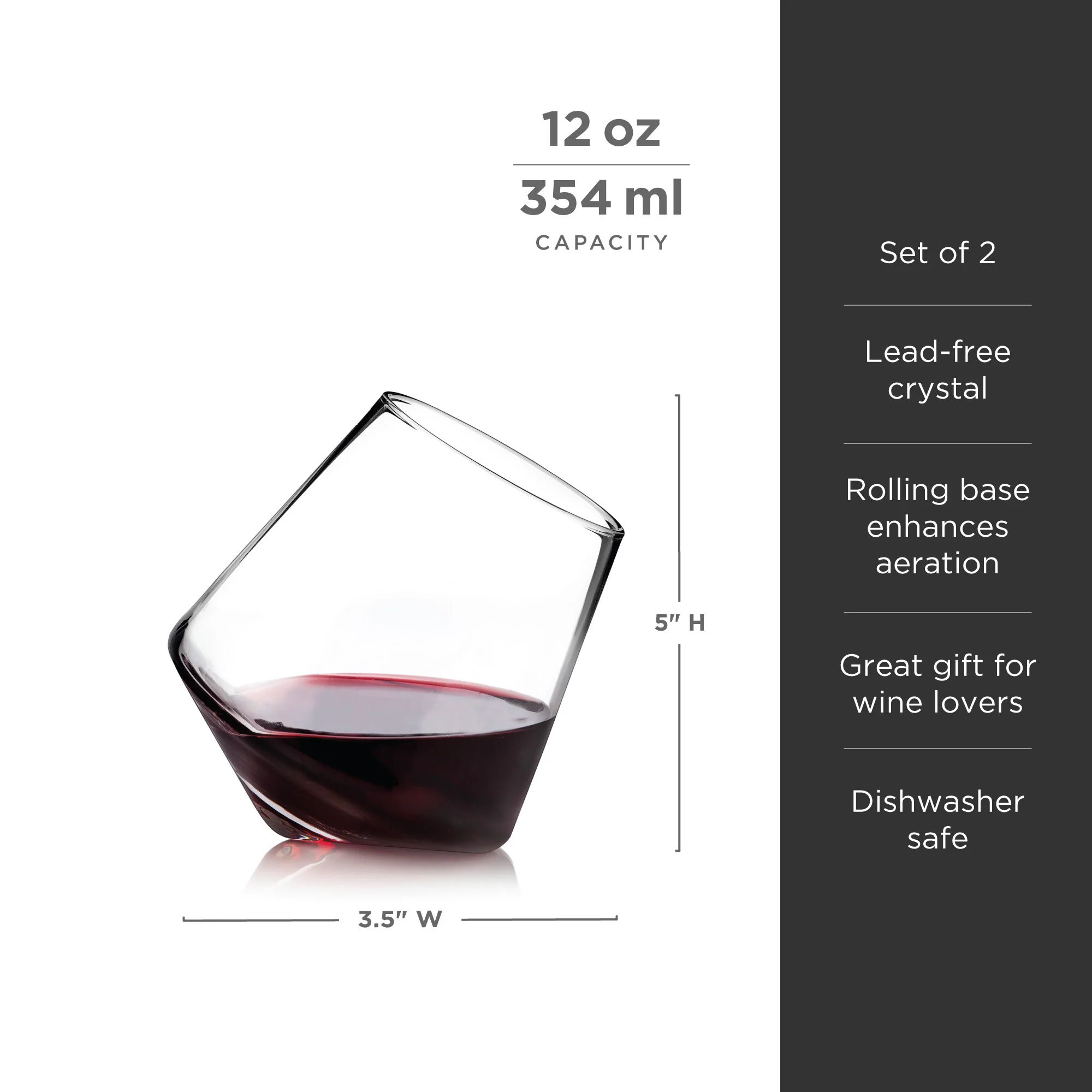 Rolling Crystal Wine Glasses Set of 2 - Image 7