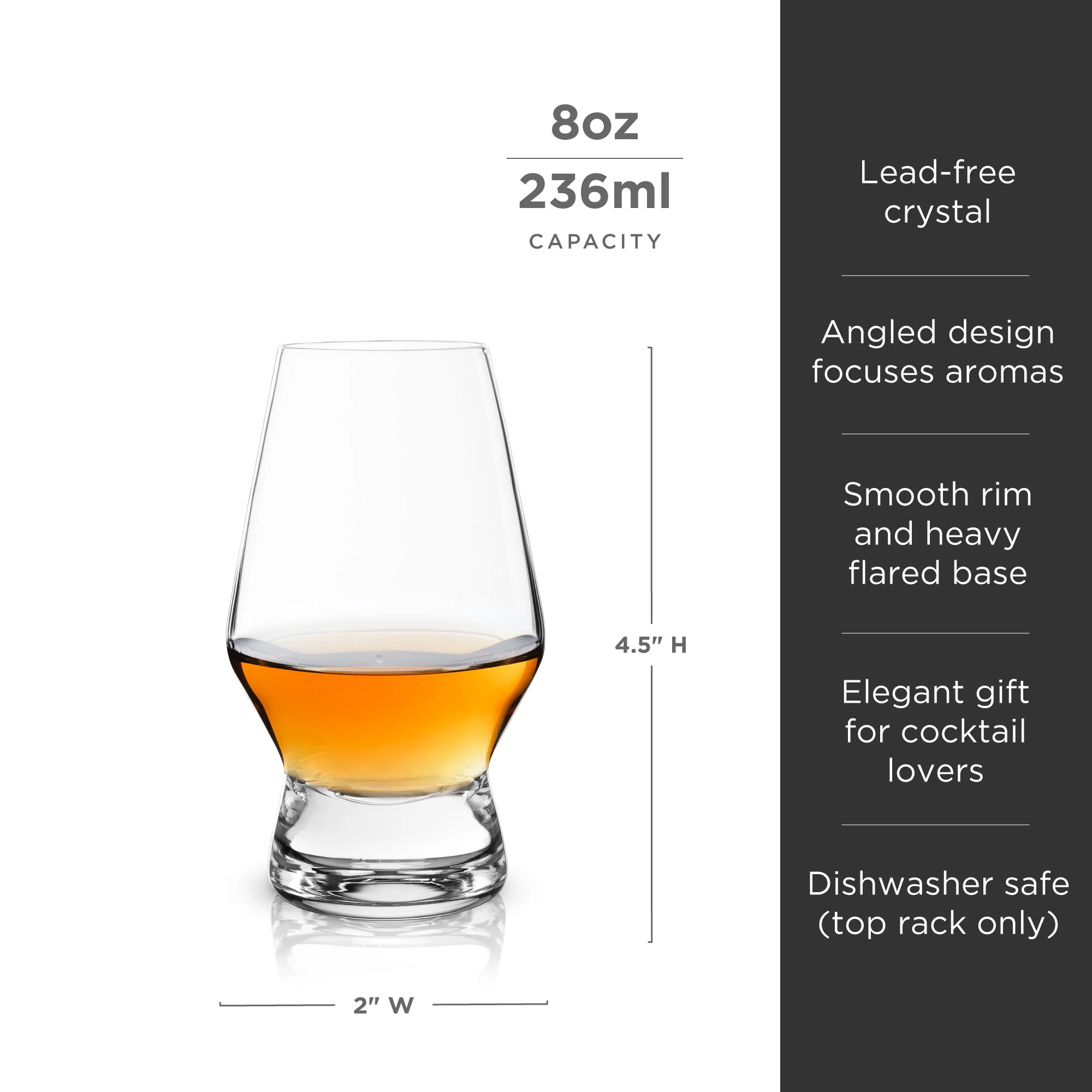 Raye Heavy Base Crystal Whiskey Tasting Glasses Set of 2 - Image 6