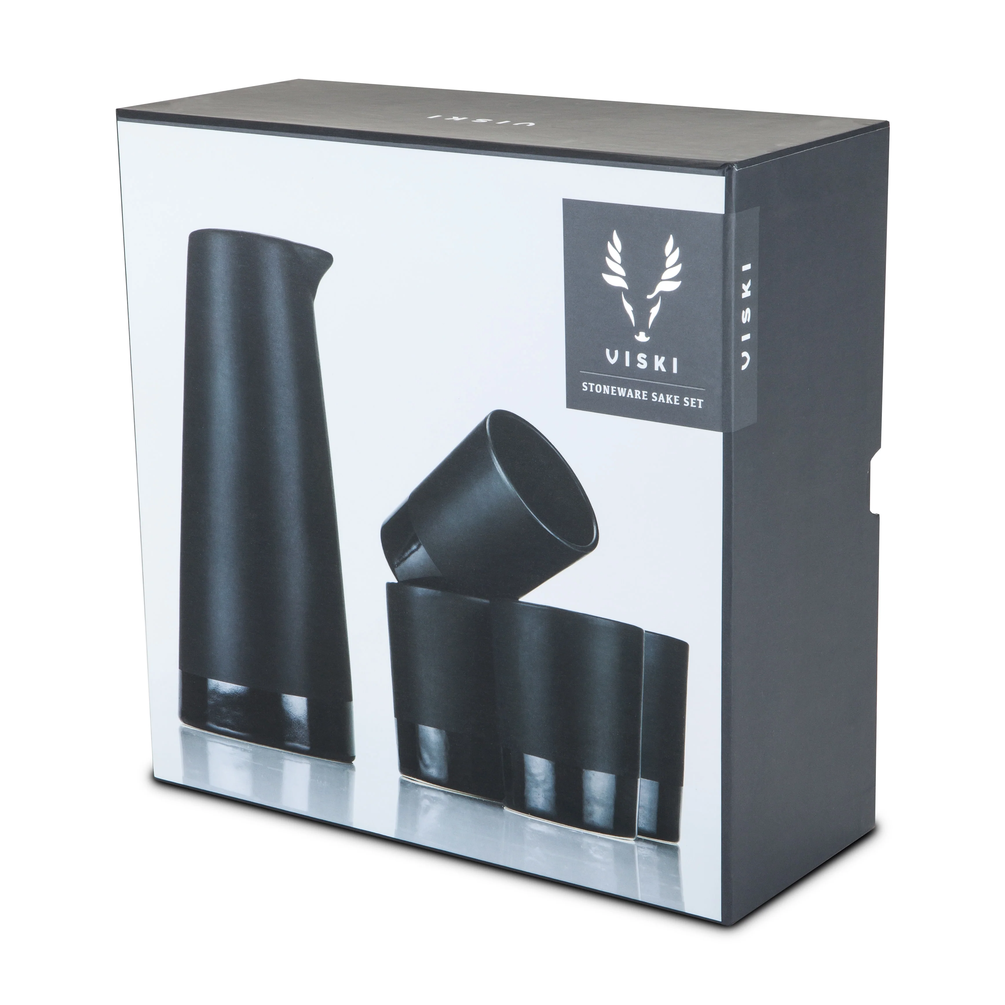 5-Piece Stoneware Sake Set in Black - Image 7