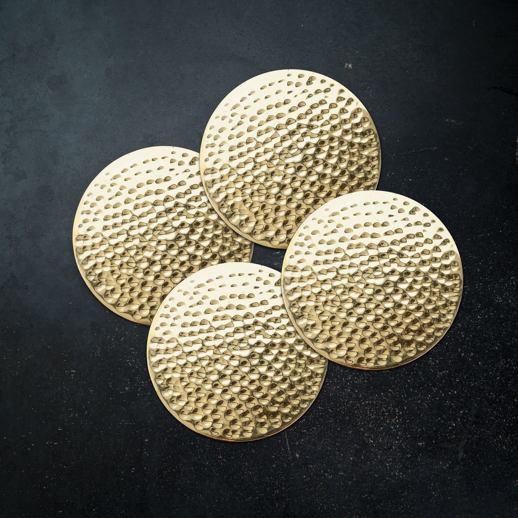 Hammered Brass Coasters Set of 4 - Image 3