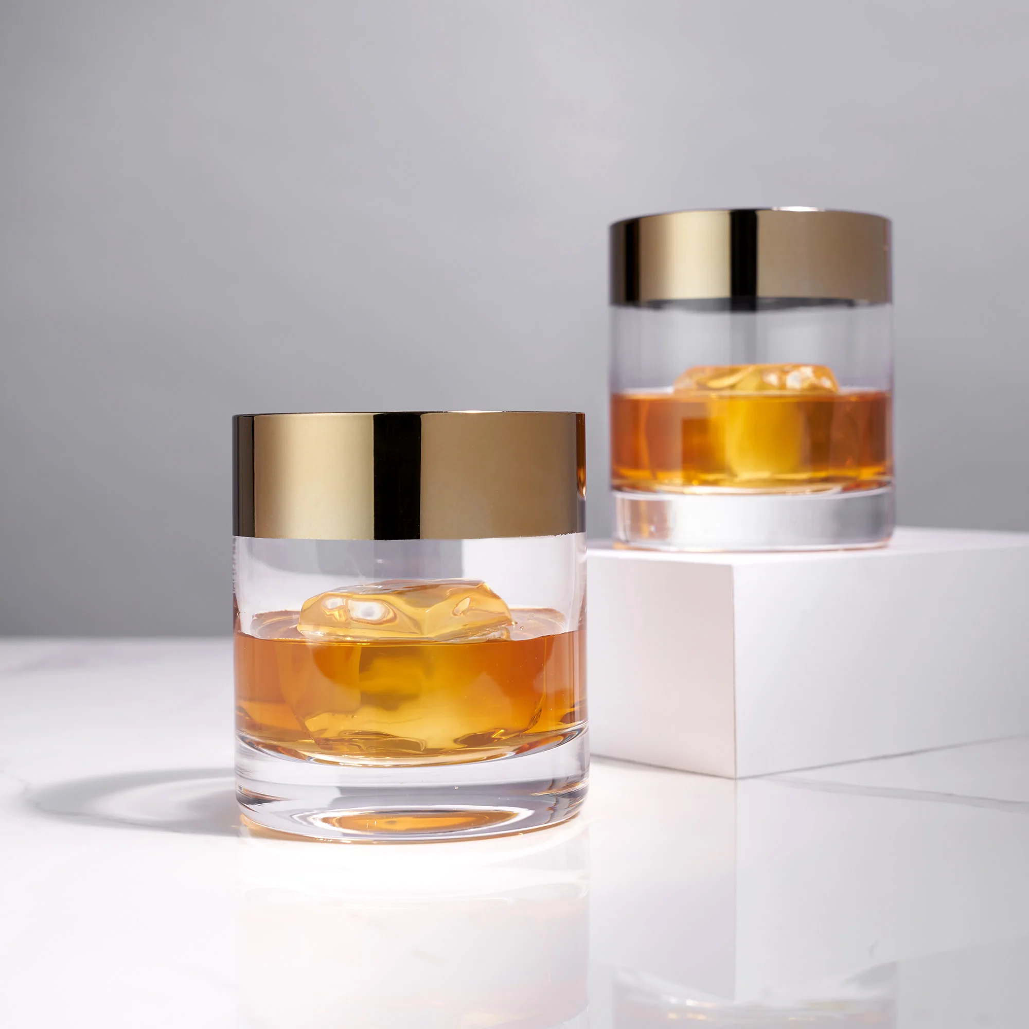 Irving Bronze-Rimmed Crystal Tumblers Set of 2 - Image 3