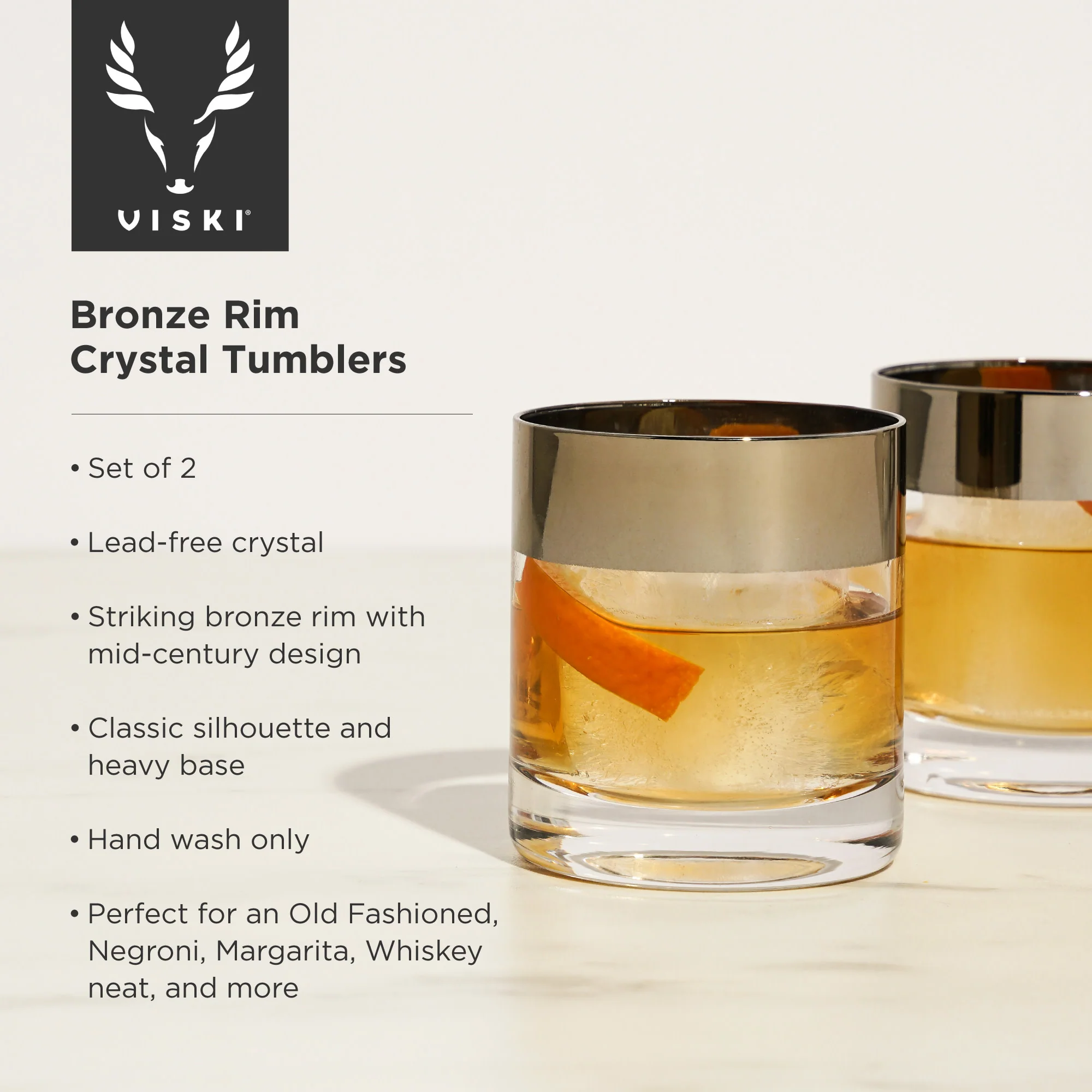 Irving Bronze-Rimmed Crystal Tumblers Set of 2 - Image 5